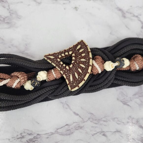 Black and Brown Beaded Headband Or Belt - Picture 11 of 14